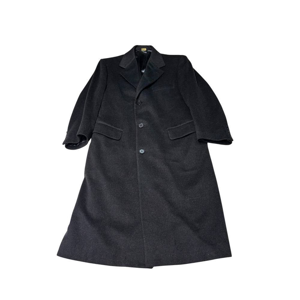 Nordstrom Jacob Siegel Mens Black 100% Cashmere Overcoat Top 42 Coat Made USA